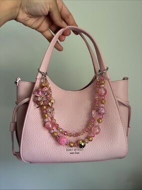 Pink Crystal Clover Beaded Keychain Bag Chain